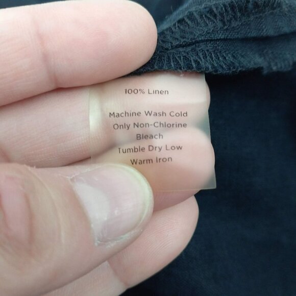 Talbots Pure Irish Linen Boxy Lagenlook Navy Blue Hooded Shirt Relaxed Artsy S - Picture 8 of 9